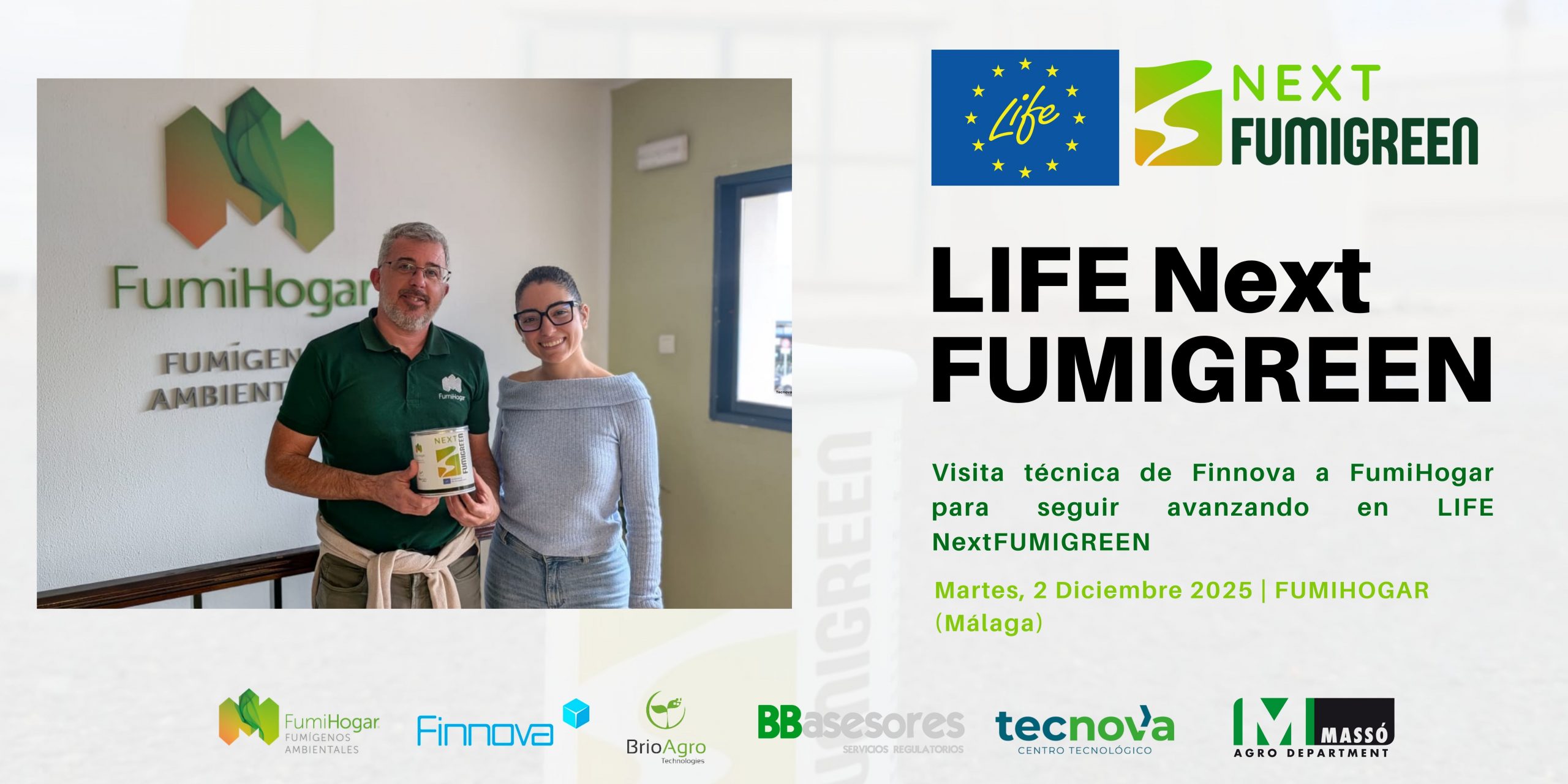 Finnova visita las instalaciones de FumiHogar para revisar los avances técnicos del proyecto LIFE NextFUMIGREEN