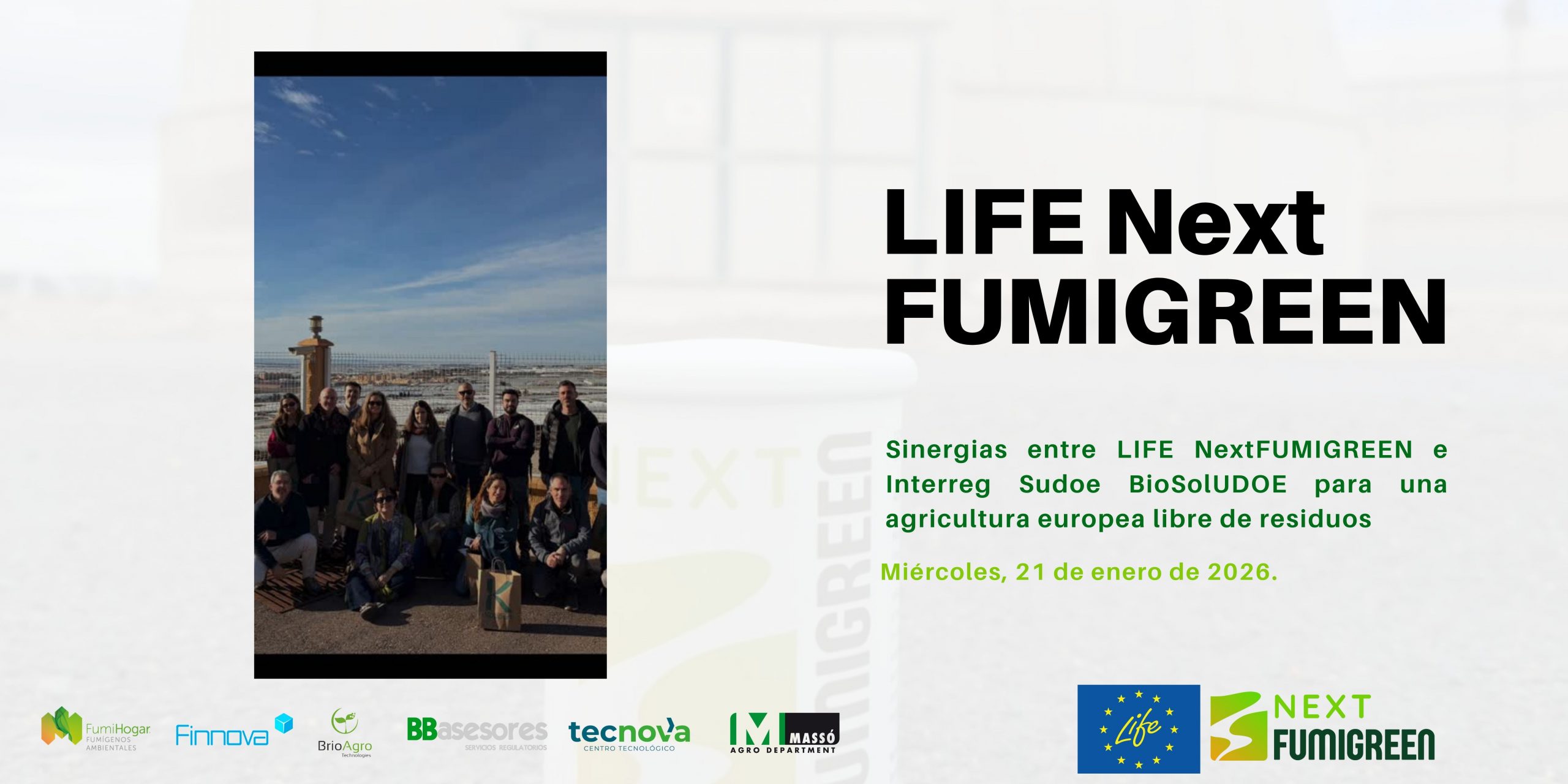 LIFENextFUMIGREEN e Interreg Sudoe BioSolUDOE impulsan la innovación en bioplaguicidas mediante una jornada de networking técnico en Almería